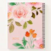 Pink Floral Personalized Composition Journal Notitieboek (Achterkant)