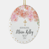Pink Floral Personalized Girl Baptism Ornament (Rechts)