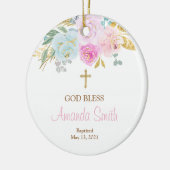 Pink Floral Personalized Girl Baptism Ornament (Links)