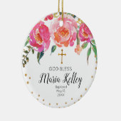 Pink Floral Personalized Girl Baptism Ornament (Rechts)