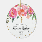 Pink Floral Personalized Girl Baptism Ornament (Links)
