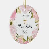 Pink Floral Personalized Girl Baptism Ornament (Rechts)
