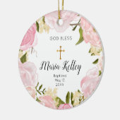 Pink Floral Personalized Girl Baptism Ornament (Links)