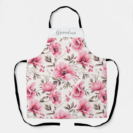 Pink Floral Personalized Grandma Schort (Voorkant)