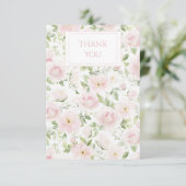 Pink Floral Personalized Vintage  Bedankkaart (Staand voorkant)