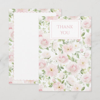 Pink Floral Personalized Vintage  Bedankkaart