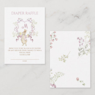 Pink Floral Peter de Konijn Baby shower Luier Informatiekaartje