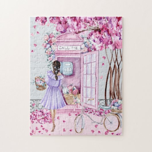 Pink Floral Phone Booth Legpuzzel (Verticaal)