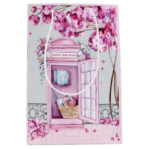 Pink Floral Phone Booth Medium Cadeauzakje
