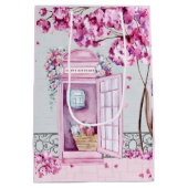 Pink Floral Phone Booth Medium Cadeauzakje (Achterkant)