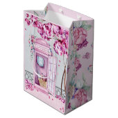 Pink Floral Phone Booth Medium Cadeauzakje (Achterkant Gekanteld)
