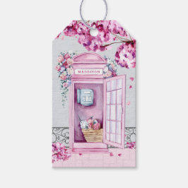 Pink Floral Phone Booth op maat Cadeaulabel