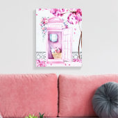 Pink Floral Phone Booth op maat Canvas Afdruk (Insitu (Woonkamer))