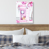 Pink Floral Phone Booth op maat Canvas Afdruk (Insitu (Slaapkamer))