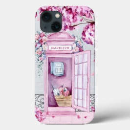 Pink Floral Phone Booth op maat Case-Mate iPhone Case