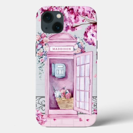 Pink Floral Phone Booth op maat Case-Mate iPhone Case (Achterkant)
