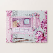 Pink Floral Phone Booth op maat Legpuzzel (Horizontaal)