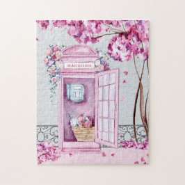 Pink Floral Phone Booth op maat Legpuzzel