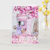 Pink Floral Phone Booth | Vriendschap Kaart (Gele Bloem)