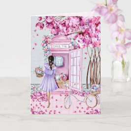 Pink Floral Phone Booth | Vriendschap Kaart