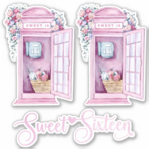 Pink Floral Phone Booth   Zoet 16 Sticker
