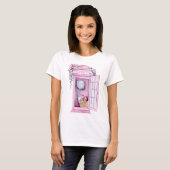 Pink Floral Phone Booth | Zoet 16 T-shirt (Voorkant volledig)