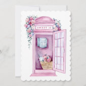 Pink Floral Phone Booth | Zoete 16 Uitnodiging (Achterkant)