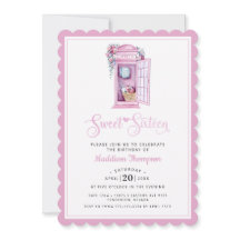 Pink Floral Phone Booth | Zoete 16 Uitnodiging