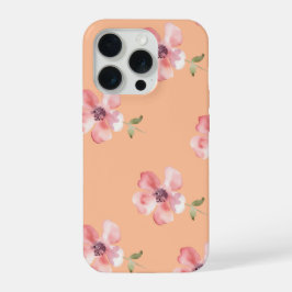 Pink Floral Phone Case – Orange Pastel Pattern iPhone 15 Pro Case