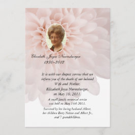 Pink Floral Photo Death Announcard Aankondiging