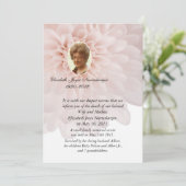 Pink Floral Photo Death Announcard Aankondiging (Staand voorkant)
