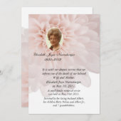 Pink Floral Photo Death Announcard Aankondiging (Voorkant / Achterkant)