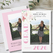 Pink Floral Photo Graduation Announcement Aankondiging