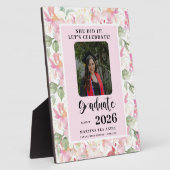 Pink Floral Photo Graduation Party Welcome Fotoplaat (Zijkant)