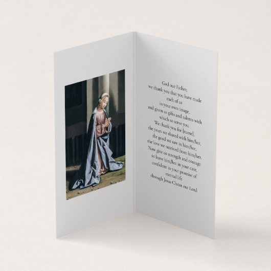 Pink Floral Photo Memorial Funeral Prayer Card Visitekaartje (Binnen)