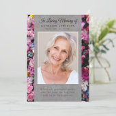 Pink Floral Photo Memorial Service Programma (Staand voorkant)
