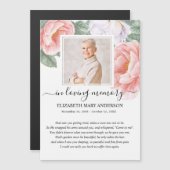 Pink Floral Photo Sympathie Funeral Prayer Card (Voorkant / Achterkant)