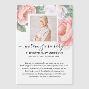Pink Floral Photo Sympathie Funeral Prayer Card