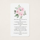 Pink Floral Photo Sympathie Funeral Prayer Card Visitekaartje (Achterkant)