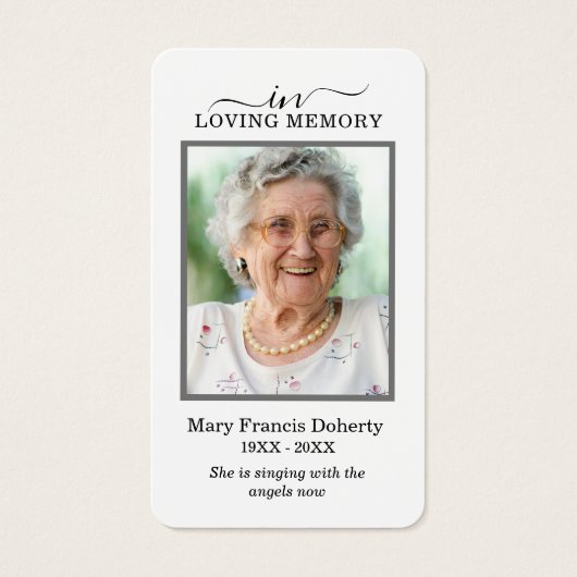 Pink Floral Photo Sympathie Funeral Prayer Card Visitekaartje (Voorkant)