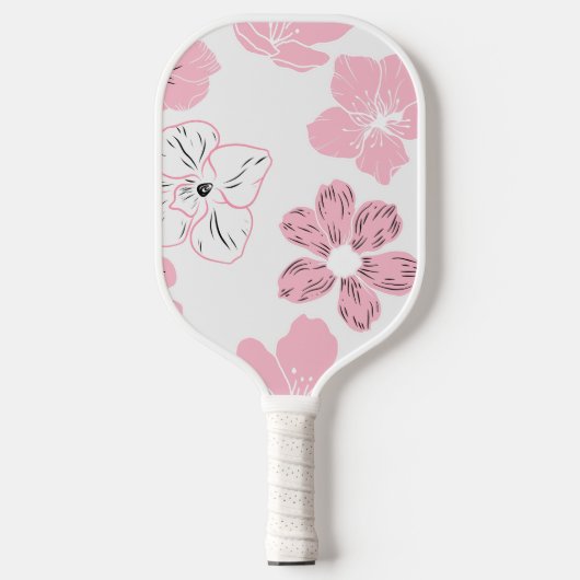 Pink Floral Pickleball Paddle (Voorkant)