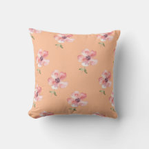 Pink Floral Pillow – Orange Pastel Pattern