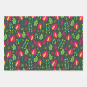 Pink Floral Plant Pattern Inpakpapier Vel (Voorkant 2)