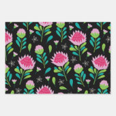 Pink Floral Plant Pattern Inpakpapier Vel (Voorkant)