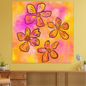 Pink Floral Pop Canvas Afdruk (Insitu (Woonkamer))