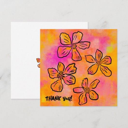Pink Floral Pop "Thank you!" (Voorkant / Achterkant)