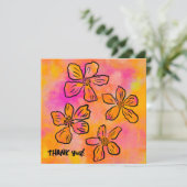 Pink Floral Pop "Thank you!" Bedankkaart (Staand voorkant)