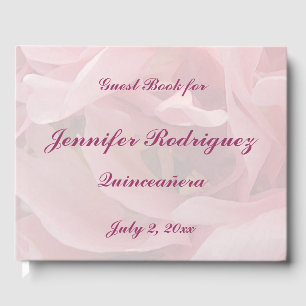 Pink Floral Poppy Flowers Quinceañera Guest Book Gastenboek