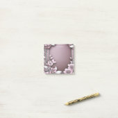 Pink Floral Post merkt het op Post-it® Notes (Op bureau)