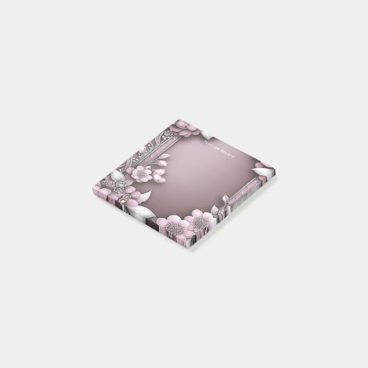 Pink Floral Post merkt het op Post-it® Notes (Schuin)